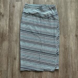 J.Jill Pencil Faux Wrap Skirt Blue & White Striped Size XS Petite Pull On
